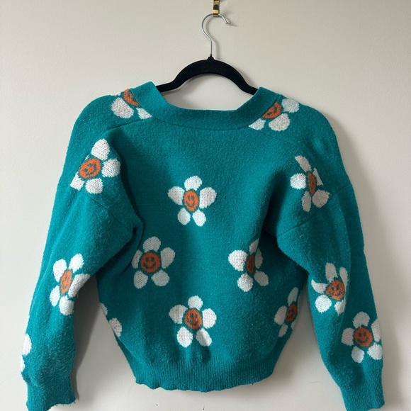 TURQUOISE FLOWER CARDIGAN SIZE XS - Picture 2 of 5
